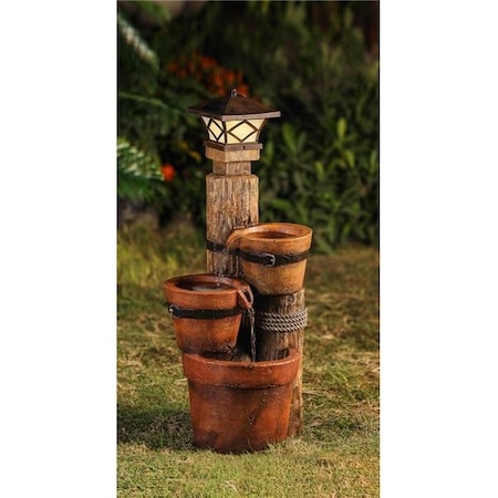 Jeco Jeco FCL149 Three Pots with Solar Pillar Lamp Water Fountain FCL149